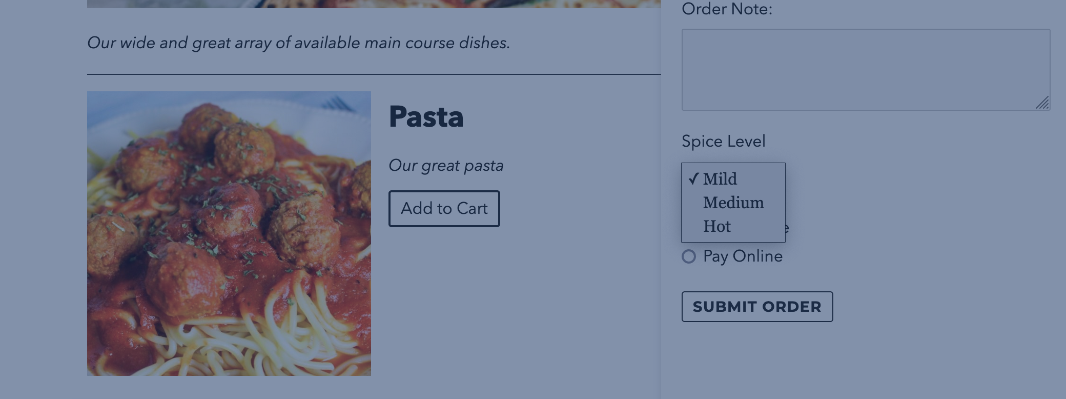 Custom Fields for Restaurant Orders