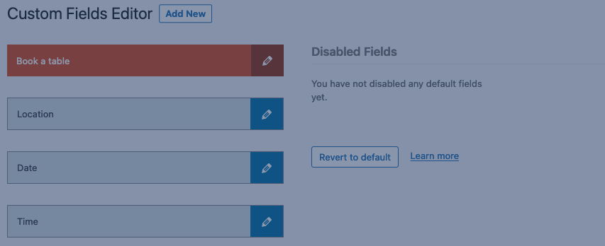 Custom Fields for WordPress Reservations