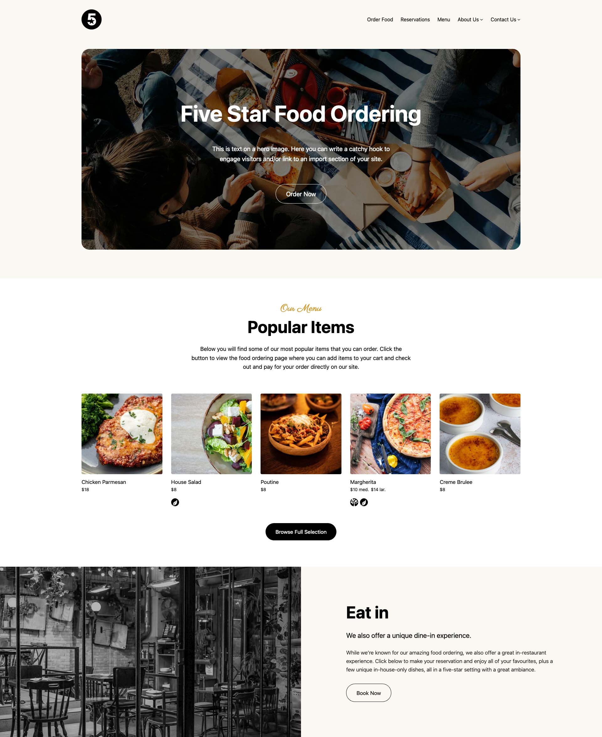 Five Star Restaurant Website Demo 4