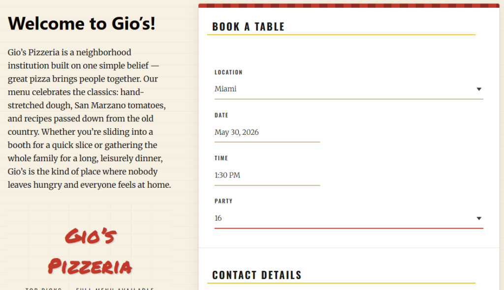 Restaurant reservation plugin for Beaver Builder