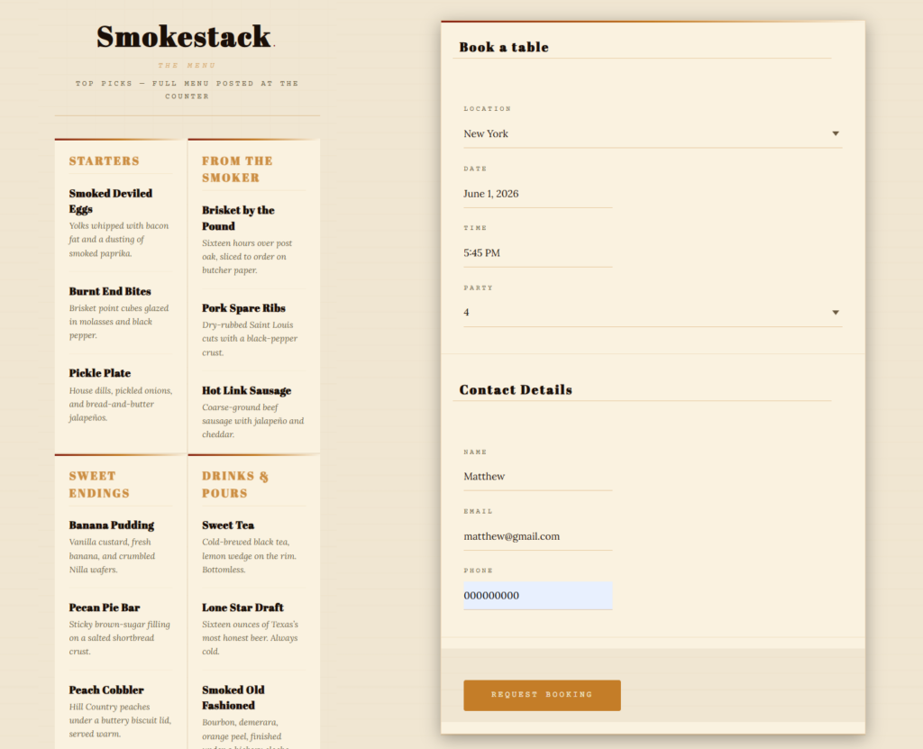 Restaurant reservation plugin for Astra theme