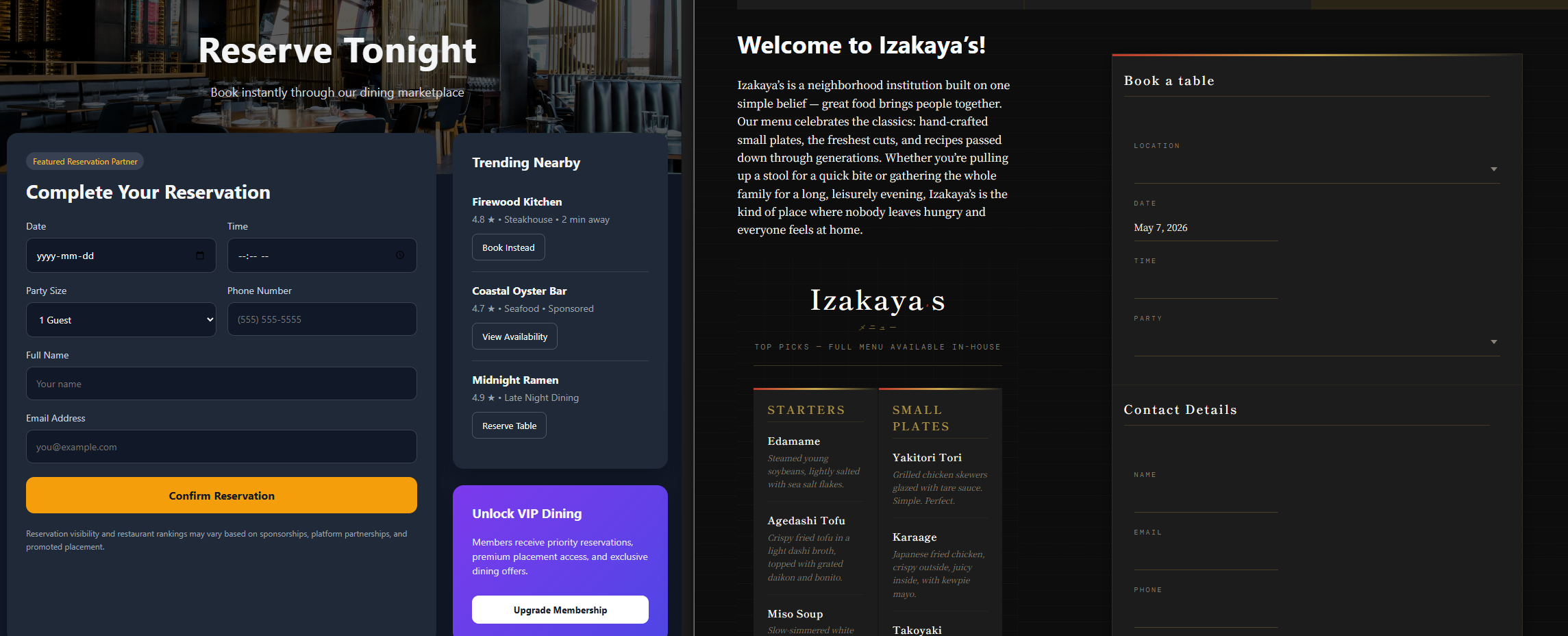 Alternative to TableAgent reservation system