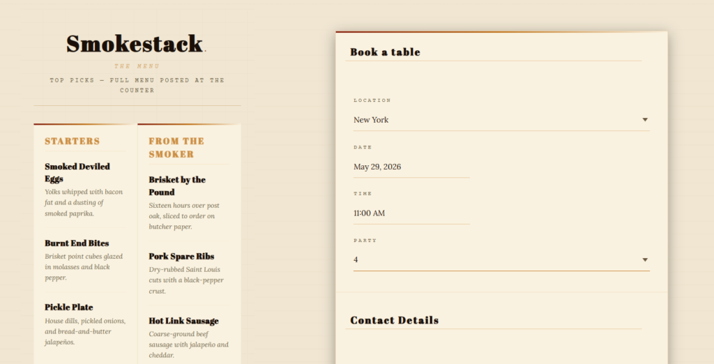 Restaurant reservation plugin for block editor sites