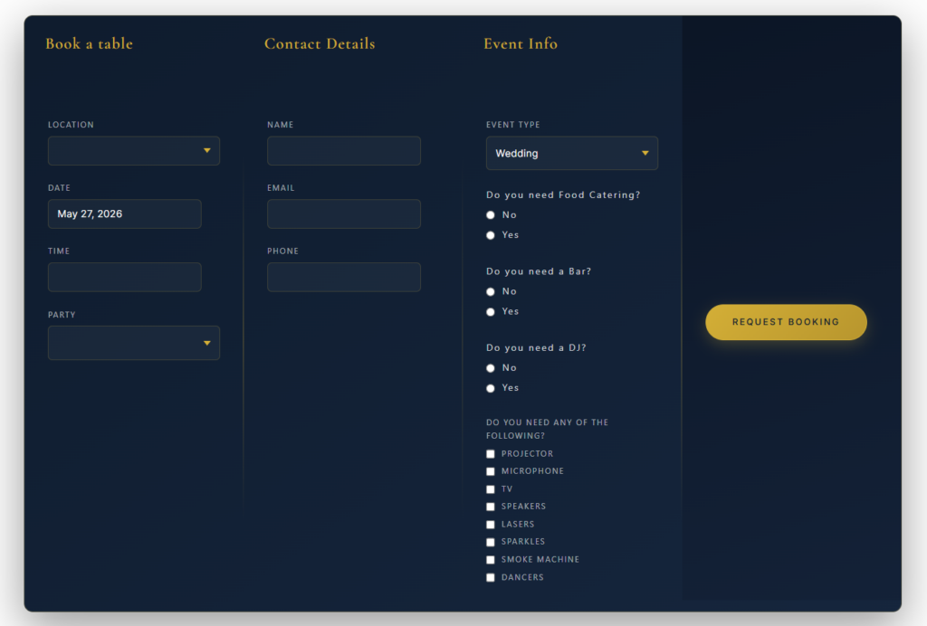 Restaurant reservation plugin for hospitality websites