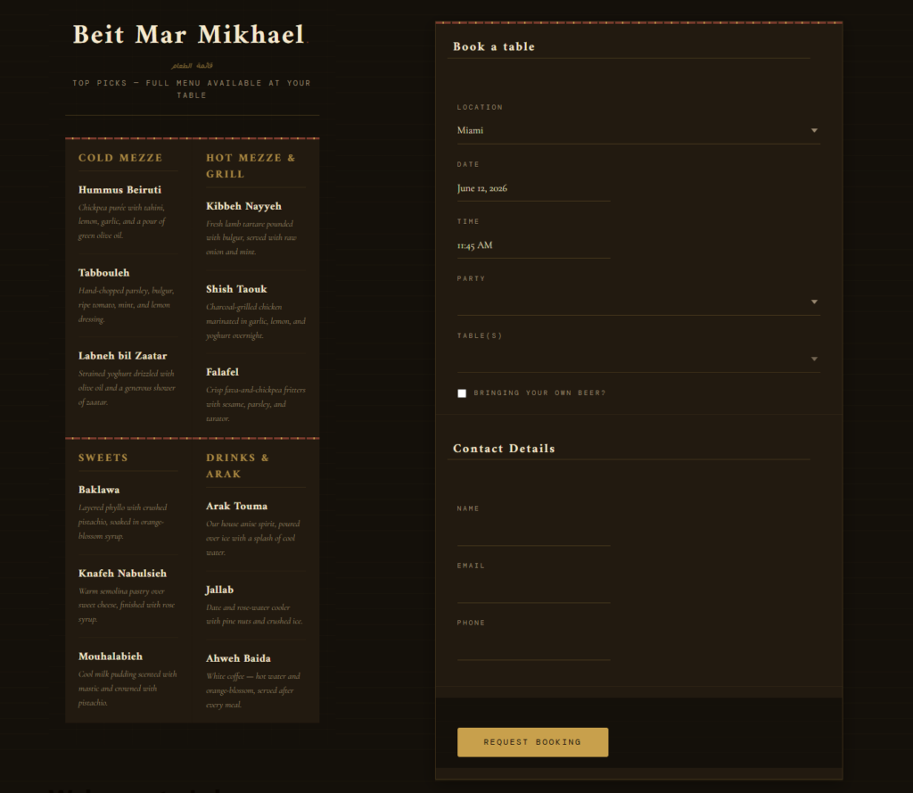 Restaurant reservation plugin for restaurant booking landing pages