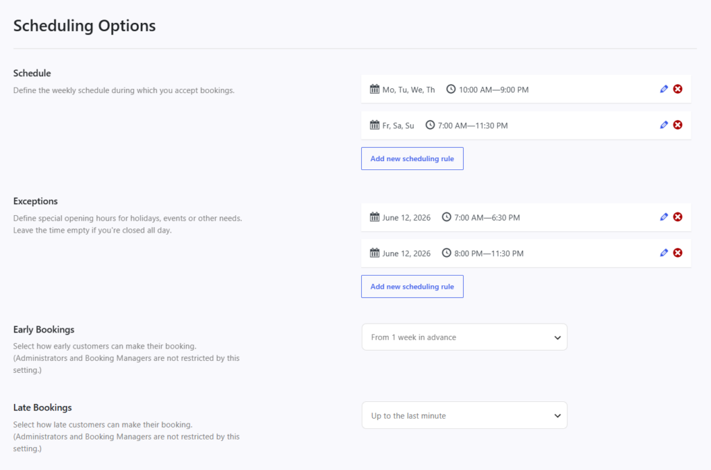 How to create booking restrictions for restaurants