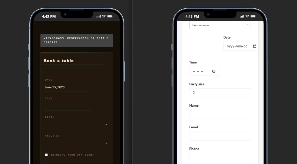 How to build a restaurant booking page