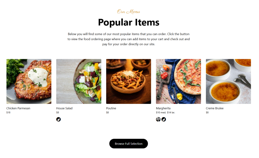 Restaurant menu plugin for bars