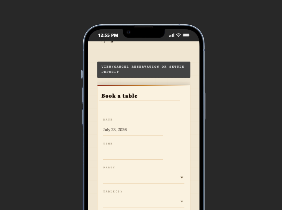 Reservation plugin for bars