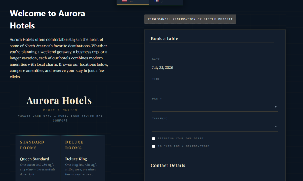 Reservation plugin for hotel restaurants