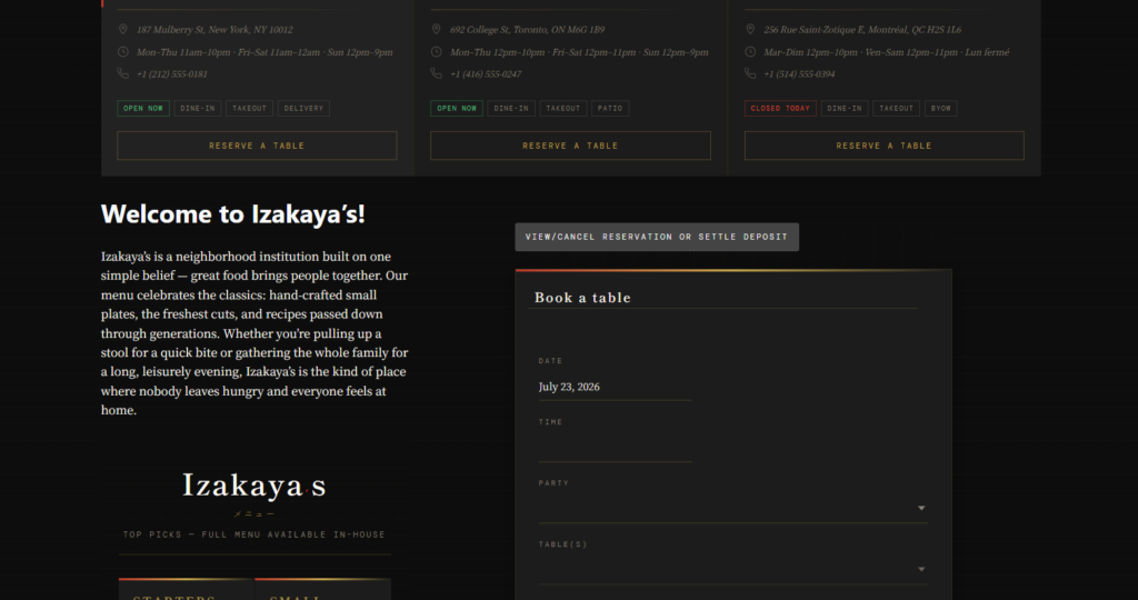 Reservation plugin for sushi restaurants