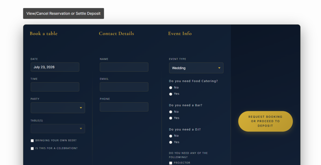 Reservation plugin for booking restaurant events