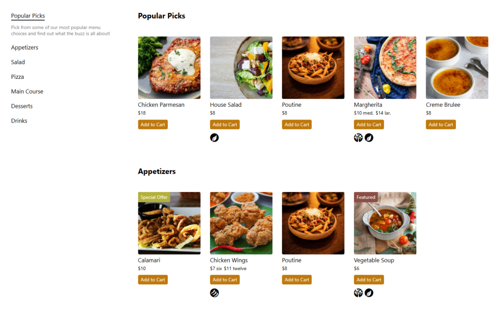 How to add food menus to WordPress